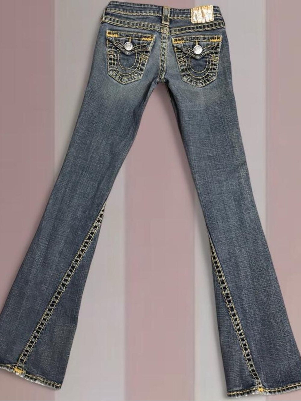 True Religion Vintage Y2K “Joey Super T” Khaki Stitch Bootcut LOW RISE JEANS